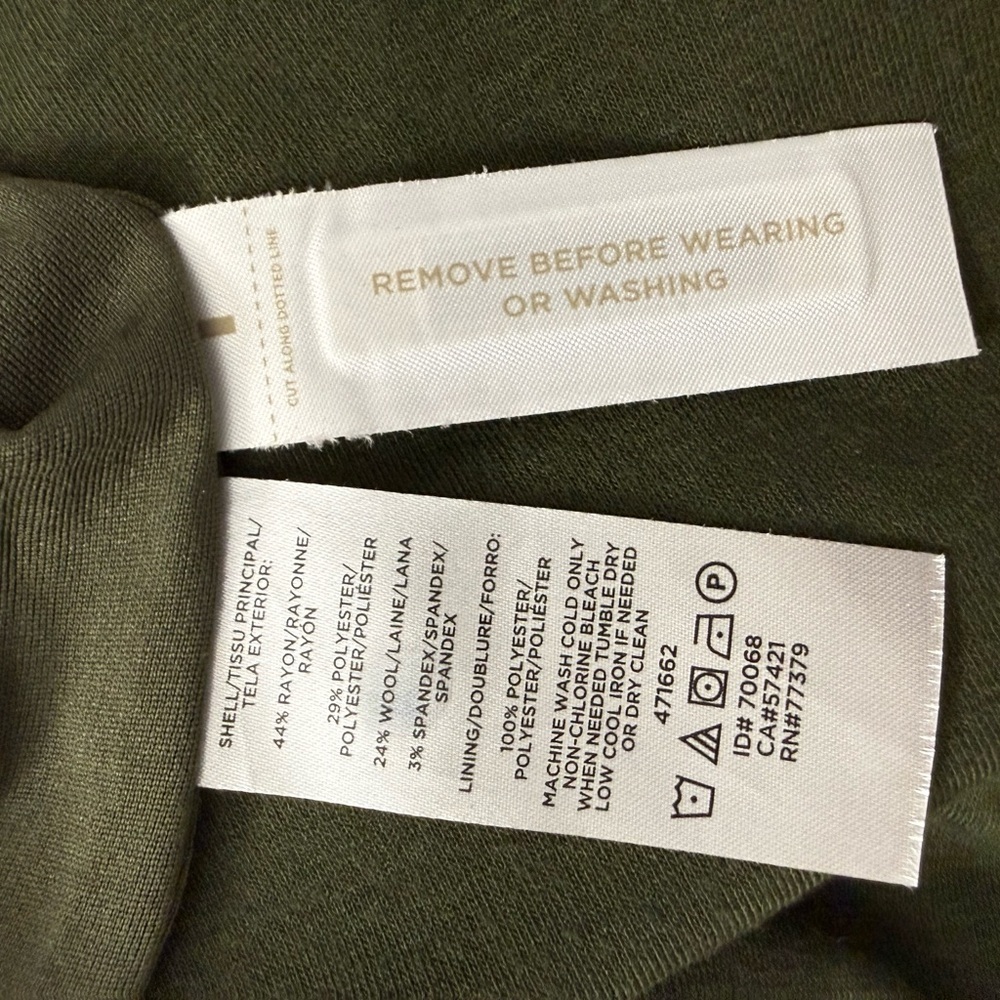 Ann Taylor Olive Green Long Sleeve Knit Midi Dress Size 8 - Picture 4 of 5